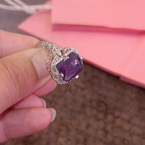 Elegant Purple Gemstone Silver Ring
